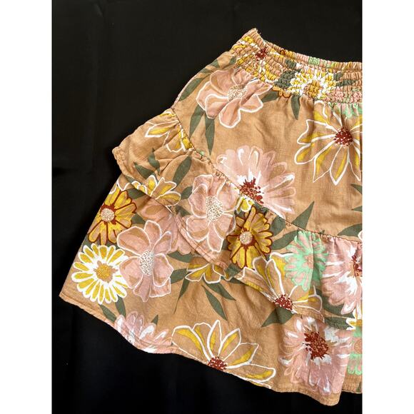 Roxy Women’s Floral Print Mini Skirt XS Boho Surf Style Ruffle Hem Multicolor - Picture 3 of 7